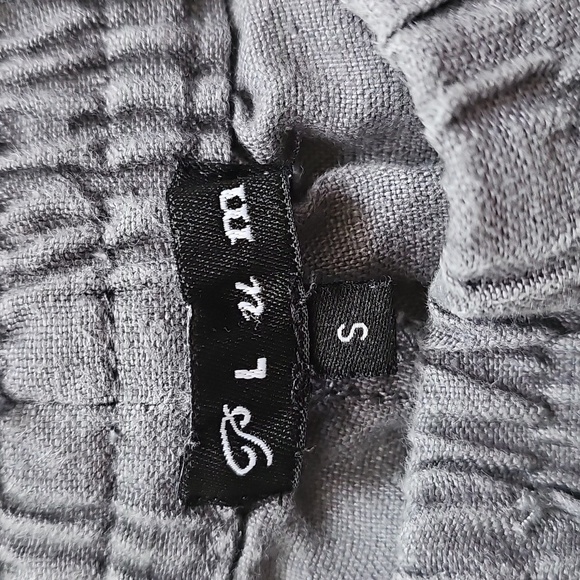 Plum Linen Garden Girl Stretchy Waistband Trousers, Small - Picture 11 of 13